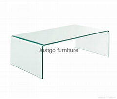 Bent tempered glass coffee table