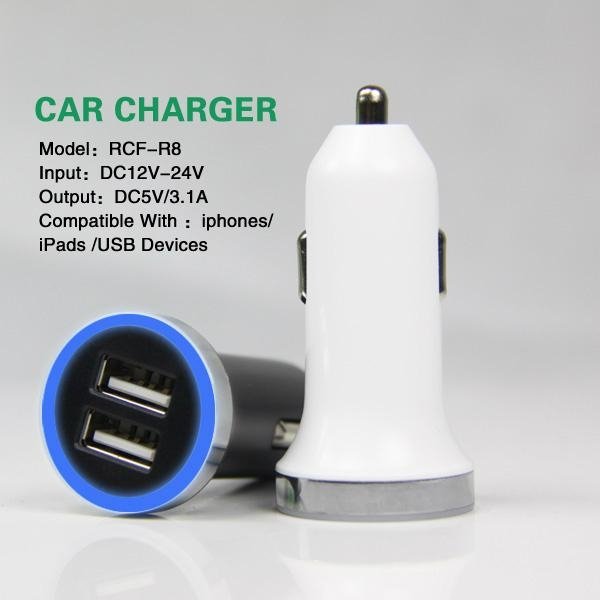 3.1a High Quality Mini USB Car Charger For Mobile Phone Tablet