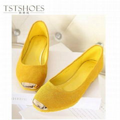 Autumn Popular Yellow Faux Suede Latest Newest 2013 Fashion Leisure Flat Shoes 