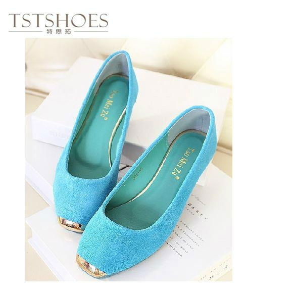 Autumn Popular Yellow Faux Suede Latest Newest 2013 Fashion Leisure Flat Shoes  3