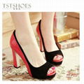 Fashionable Women Thick High Heel Dress shoes 4