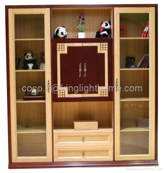 100% Solid Bamboo Book Display Cabinet Bookcase