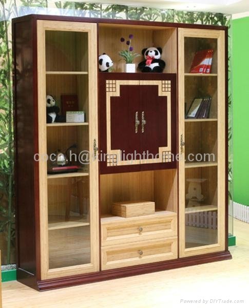 100% Solid Bamboo Book Display Cabinet Bookcase 2