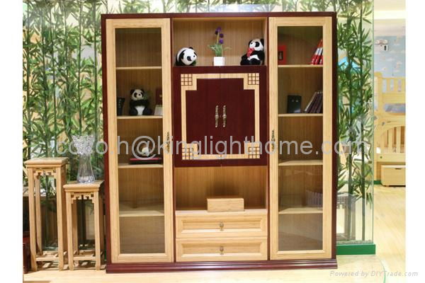 100% Solid Bamboo Book Display Cabinet Bookcase 4