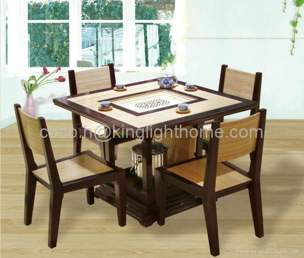 Traditional Square Bamboo Tea Table Chair