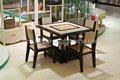 Traditional Square Bamboo Tea Table Chair 2