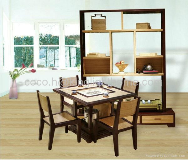 Traditional Square Bamboo Tea Table Chair 3