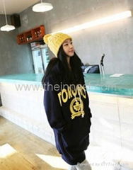 Korean style midi pattern casual thicken hoodie