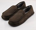 Men microsuede check closed back slippers 1