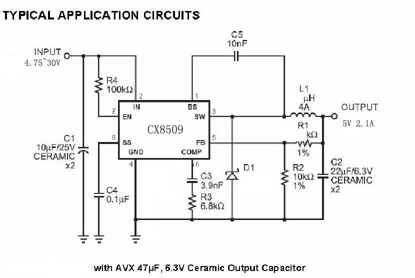 2.1A、30V同步整流降壓穩壓器cx8509 2