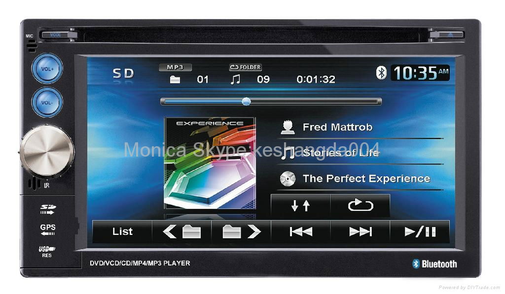 2 din universal car dvd player 6.2 inch with bluetooth MP3 USB GPS