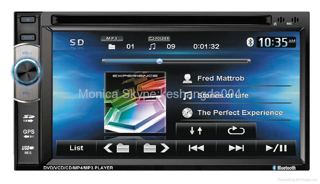 2 din universal car dvd player 6.2 inch with bluetooth MP3 USB GPS 3