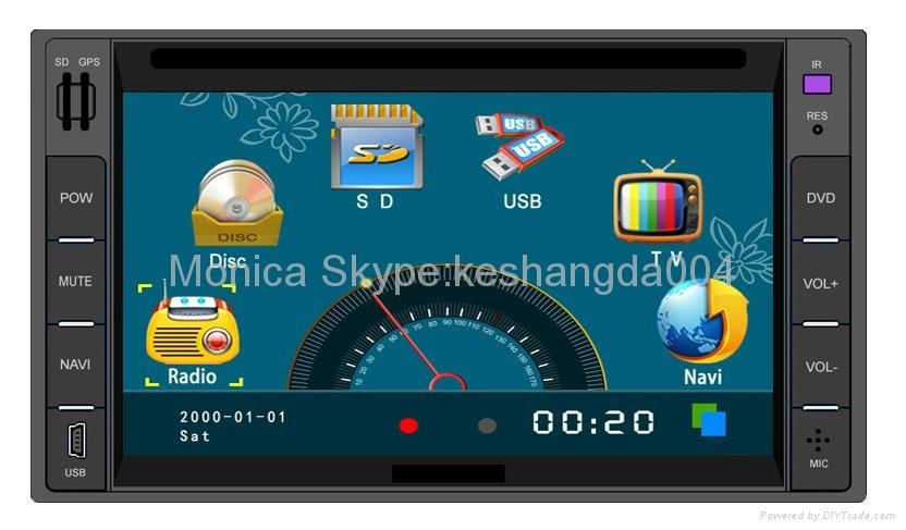 2 din universal car dvd player 6.2 inch with bluetooth MP3 USB GPS 5
