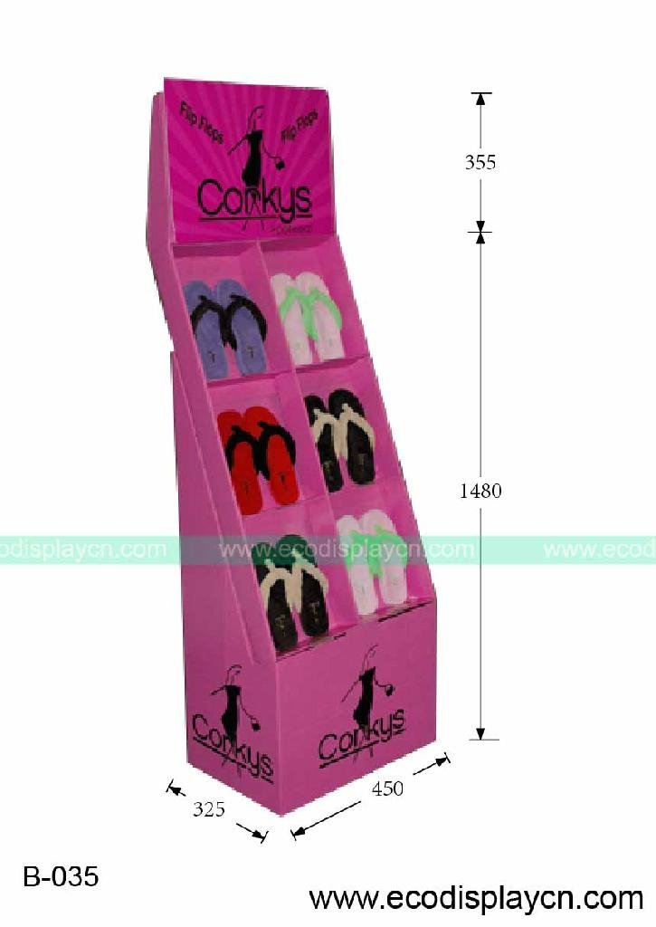 pockets shelf display racks for slipper/flip flops