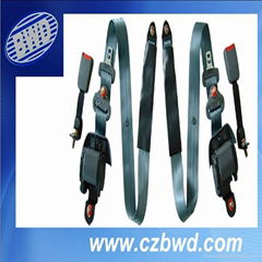 Three point emergency locking safety belt 