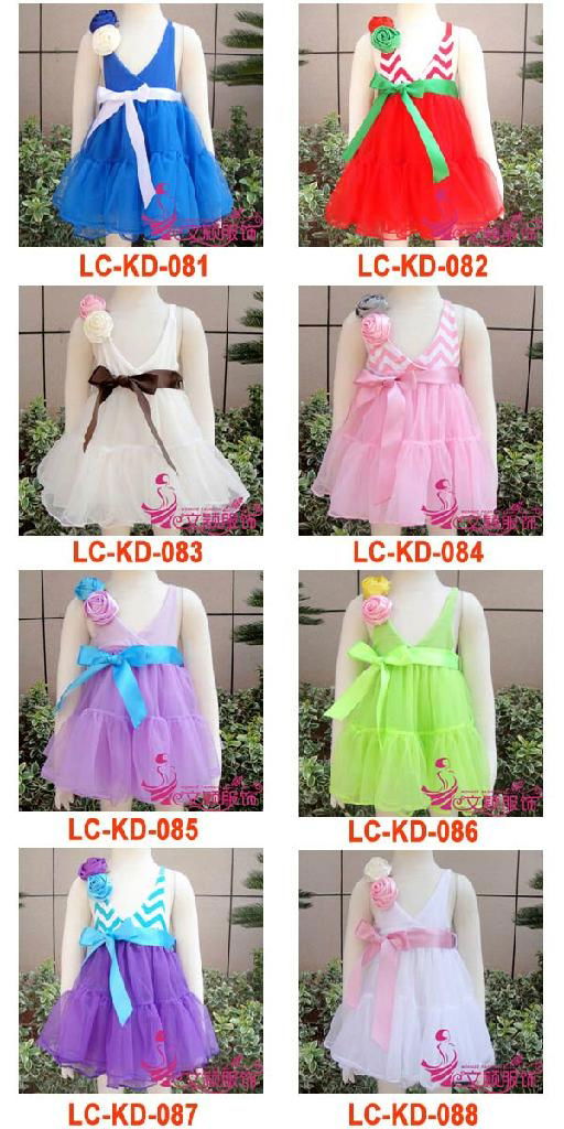 Girl Fashion Dresses Girl Summer Dress Braces Skirt with rose flower 086 