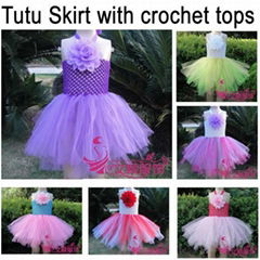 Wholesale Girl Tutu dress with 6 Chochet tops girl dancing dress