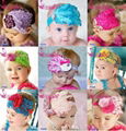 Hot Baby Feather Hair Band Infant Head wrap Feather Flower Headband 1