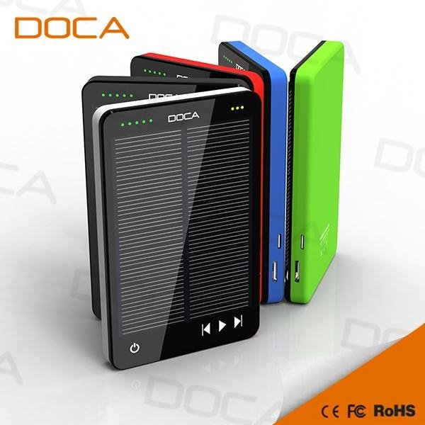 Newest Arrival DOCA D595 solar charger power bank with MP3 Player