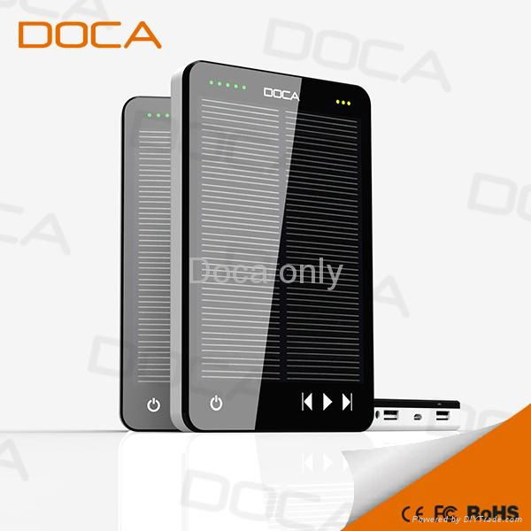 Newest Arrival DOCA D595 solar charger power bank with MP3 Player 3