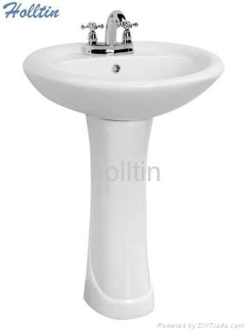 HT313 Round Ceramic Basin With Pedestal Sink With Pedestal 