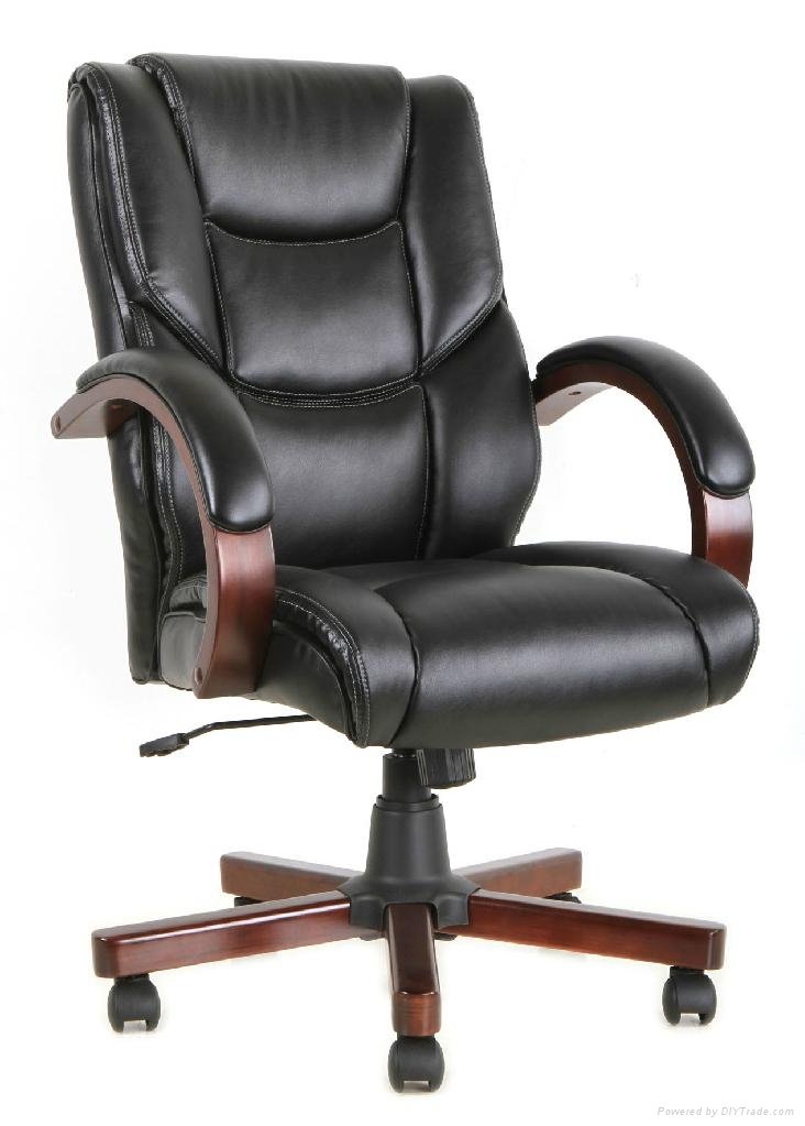 Office wooden chair manager executive hotel chair good synthetic leather ergonom