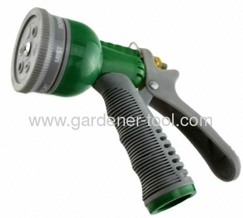 Plastic 6-pattern water hose nozzle with soft handle