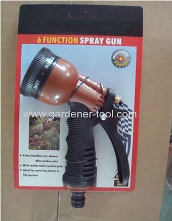 Plastic 6-pattern water hose nozzle with soft handle 2