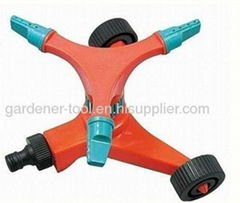Plastic 3-Arm Garden Water Sprinkler With Wheel Base