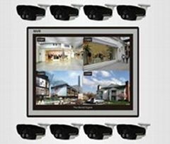 Q5-8CH Full H. 264 DVR Security System with Four in/Outdoor Night Vision Surveil