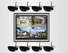 Q7-8CH H. 264 DVR Security System with Four in/Outdoor Night Vision Surveillance