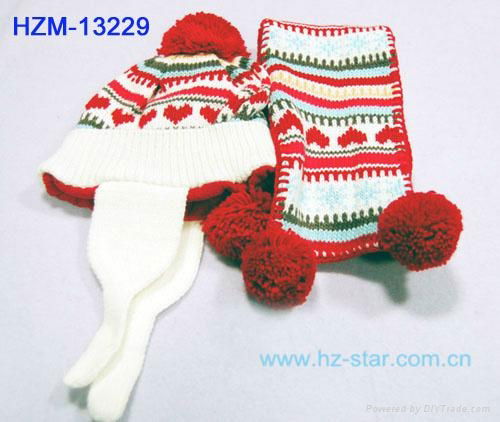 children knitted winter scarf hat set