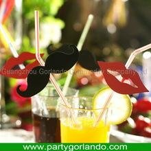 paper heart shap party decorative cocktail plastic drinking straws