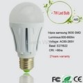E27 B22 dimmable 7w led bulb light