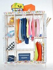  Foldable solid wood and non woven fabric wardrobe/portable closet