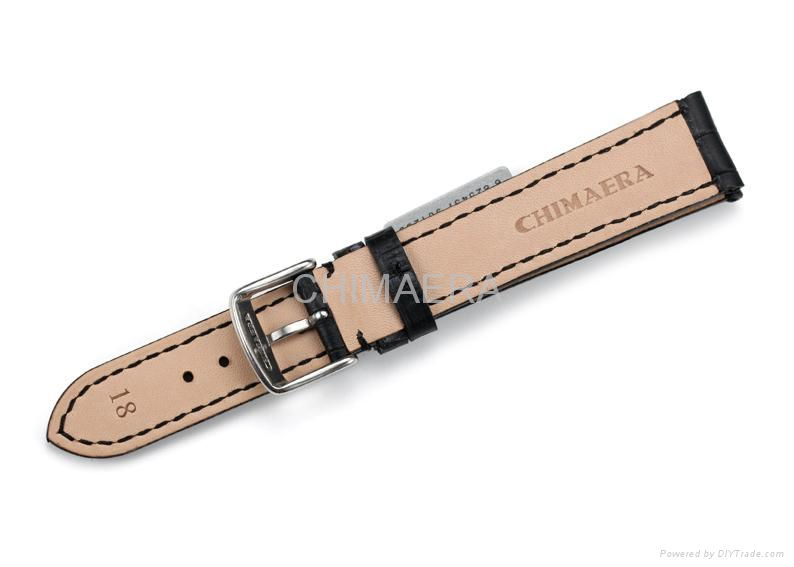 19mm Croco Grain Cowhide Genuine Leather Watch Strap Stainless Steel Buckle 4