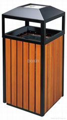 Outdoor Steel and Wood Garbage Bin