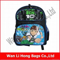 Promotional personalized cartoon 600D polyester kids school bag