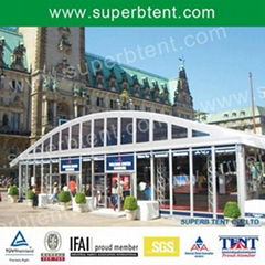 big arcum tent with glass walls