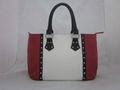 Tapered Stud On Straps&tabs Colorblock Tote For Ladies  1