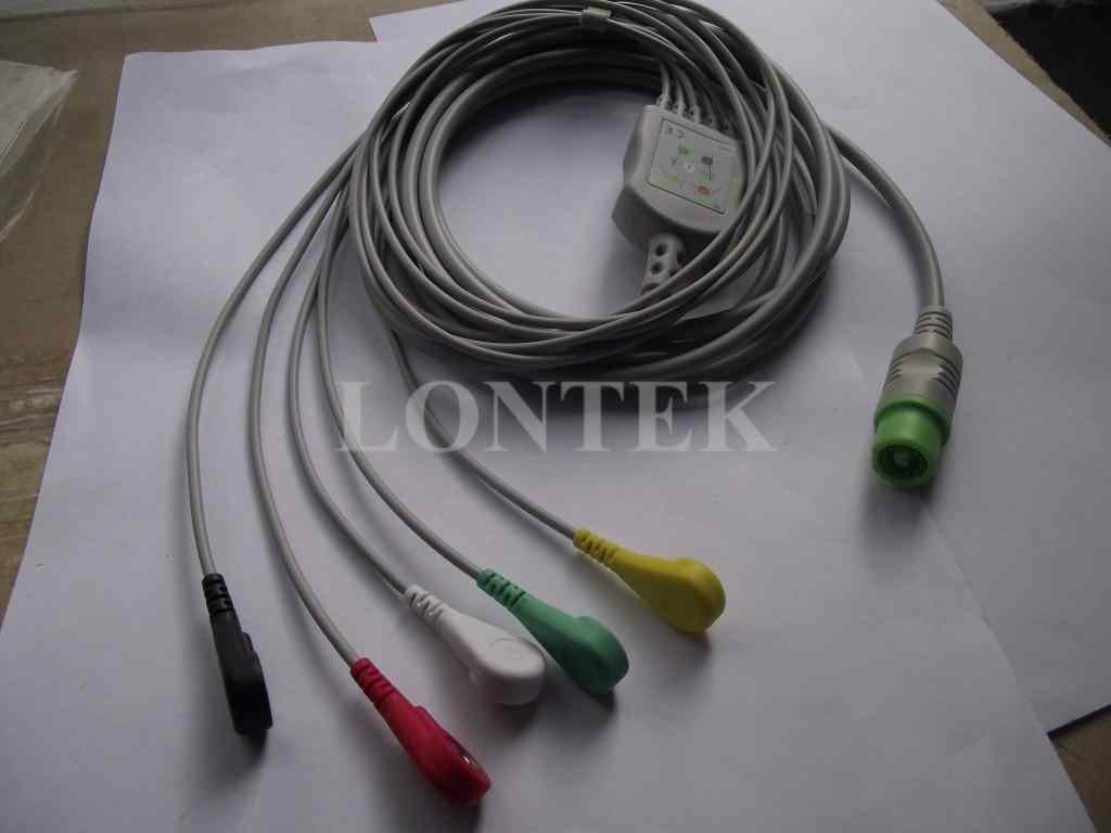 FUKUDA DENSHI one piece patient cable AHA 5LD:A SNAP TPU 1KΩ resistance