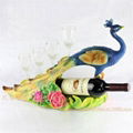 Resin Peacock Peafowl Crafts Wine Holder Shelf with Wine Glass 1