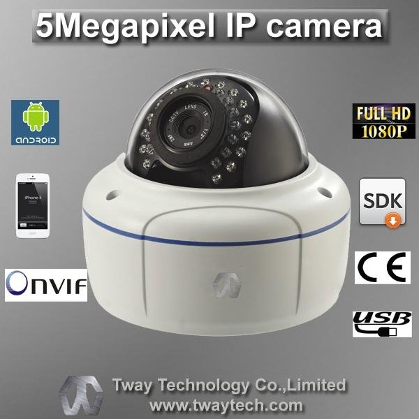 5Magepixel IP camera 2.8-12mm varifocal lens waterproof HD CCTV camera