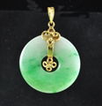 Vintage 18K Jadeite Jade Disk Pendant