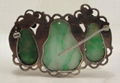 Antique CHINESE JADEITE & SILVER Filigree Brooch 2