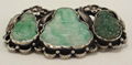 Antique CHINESE JADEITE & SILVER Filigree Brooch 3