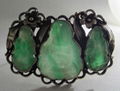 Antique CHINESE JADEITE & SILVER Filigree Brooch 4