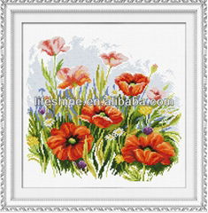 Lovely poppies count cross stitch with 100pcs free shipping to every country