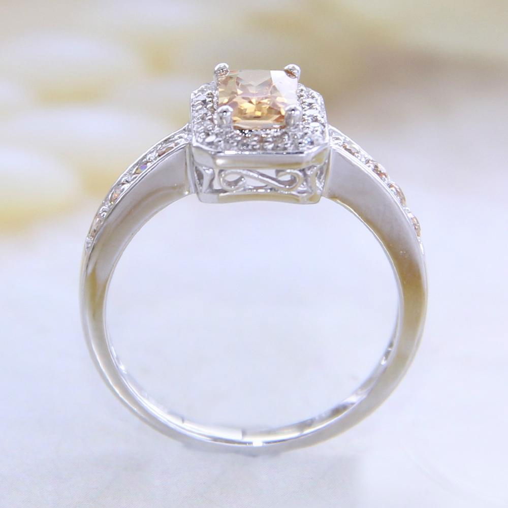 Champagne Topaz & White Sapphire Ring 925 Sterling 3