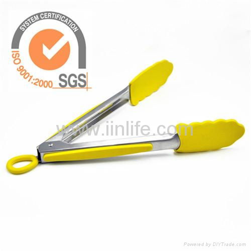 High Quality Skidproof Handle Locking Silicone Food Tongs 2